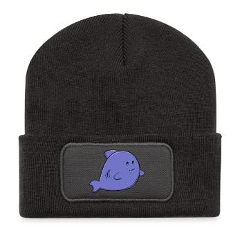 Niedlicher Blauhai, niedliches Kawaii-Meerestier - Recycelte Patch Beanie - Dunkelgrau - Vorne