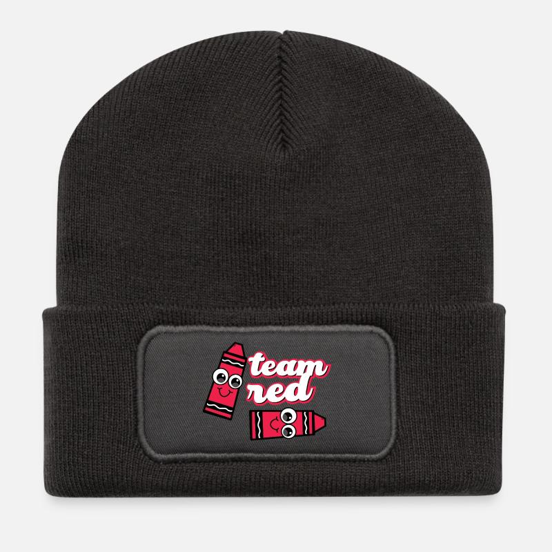 Red Team Cheerful Pencils - Recycelte Patch Beanie - Dunkelgrau