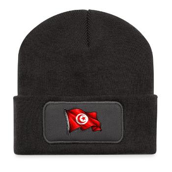 Drapeau tunisien - Beanie recyclé à patch - charbon - Devant