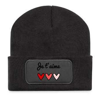 I LOVE YOU. VALENTINE'S DAY. HEART. LOVE. LOVE - Recycled Patch Beanie - dark grey - Front