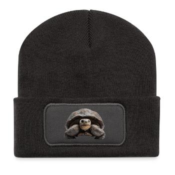Schildkröte – Ruhe, Stärke, Beständigkeit - Recycelte Patch Beanie - Dunkelgrau - Vorne