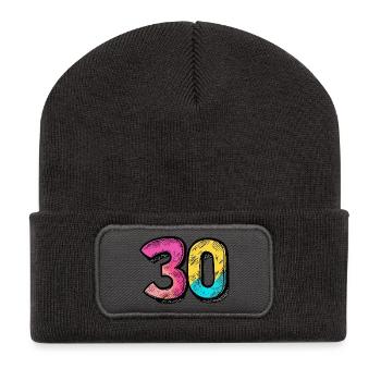 30 Nombre Coloré - Beanie recyclé à patch - charbon - Devant