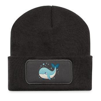 Blauwal mit Blasen - Recycelte Patch Beanie - Dunkelgrau - Vorne