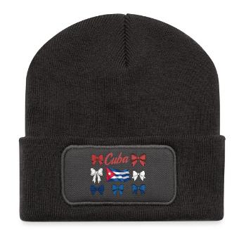 Kuba Stolz & Heimat - Cuba Flagge Design - Recycelte Patch Beanie - Dunkelgrau - Vorne