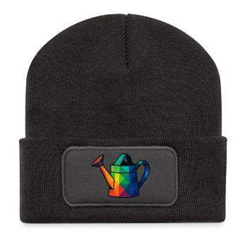 Low-Poly-Geometric Design Gießkanne - Recycelte Patch Beanie - Dunkelgrau - Vorne