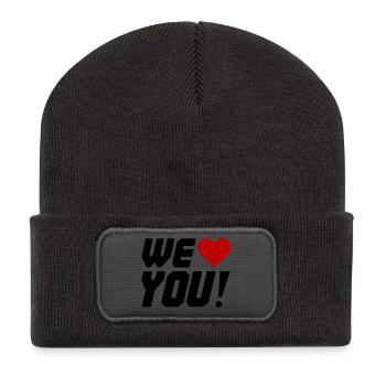 Silhouette en contraste de cœur - Beanie recyclé à patch - charbon - Devant
