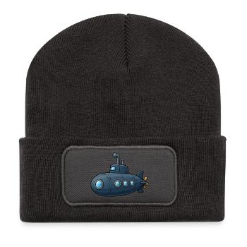 Blue Cartoon Submarine Adventure - Recycled Patch Beanie - dark grey - Front