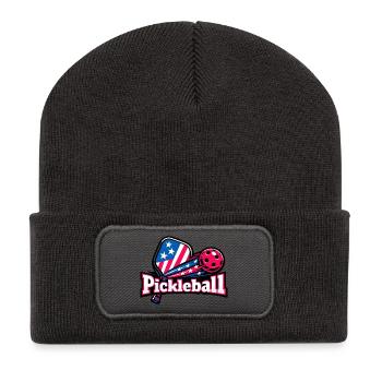 Drapeau patriotique de pickleball qui éclate - Beanie recyclé à patch - charbon - Devant