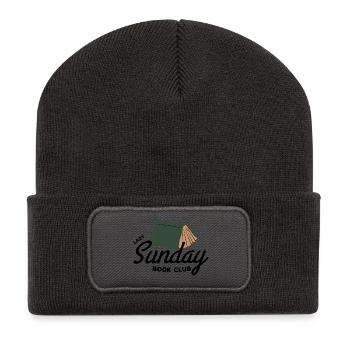 Lazy Sunday Book Club Vintage Aesthetic  - Recycelte Patch Beanie - Dunkelgrau - Vorne