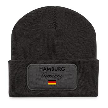 Hamburg Germany Coordinates Travel Souvenir - Recycled Patch Beanie - dark grey - Front