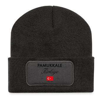 Pamukkale Turkey Coordinates Travel Souvenir - Recycled Patch Beanie - dark grey - Front
