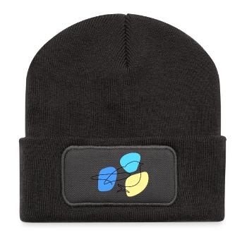 Lineart Blue with Pastel Shapes - Recycled Patch Beanie - dark grey - Front