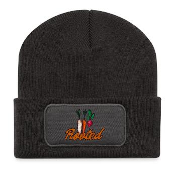 Rooted Carrot Art - Recycled Patch Beanie - dark grey - Front