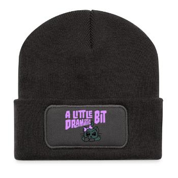 Little Bit Dramatic Drama Queen Mittelfinger Katze - Recycelte Patch Beanie - Dunkelgrau - Vorne