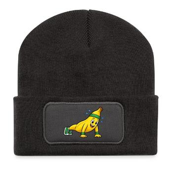 Fitness Banane Cartoon - Recycelte Patch Beanie - Dunkelgrau - Vorne