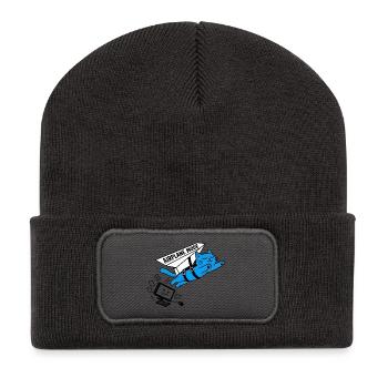 Burnout-Computer-Katzen-Flugzeugmodus - Recycelte Patch Beanie - Dunkelgrau - Vorne
