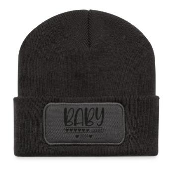 Baby 2027 Loading Schwangerschaft verkünden  - Recycelte Patch Beanie - Dunkelgrau - Vorne