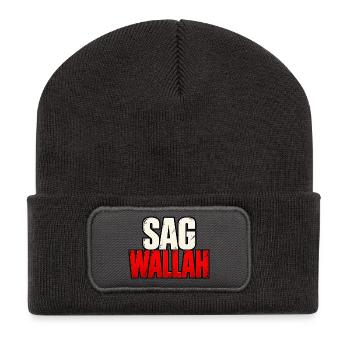 Sag Wallah – Lustiger Statement Spruch - Recycelte Patch Beanie - Dunkelgrau - Vorne