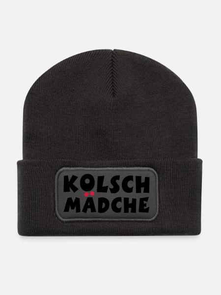 Kölsch Mädche - Ein Mädchen aus Köln - Recycelte Patch Beanie - Dunkelgrau