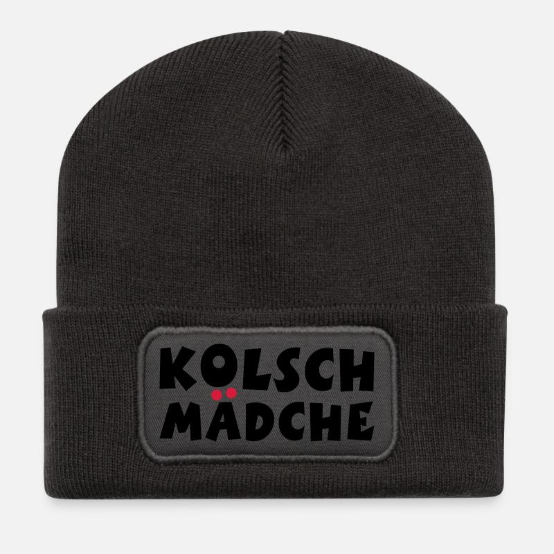 Kölsch Mädche - Ein Mädchen aus Köln - Recycelte Patch Beanie - Dunkelgrau