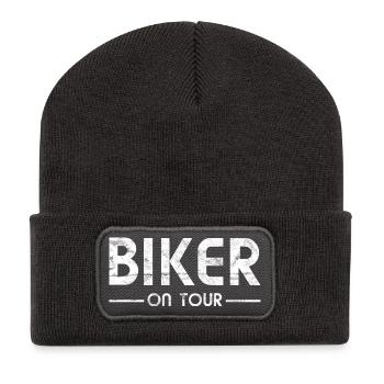 Motorrad fahren - Biker On Tour - Recycelte Patch Beanie - Dunkelgrau - Vorne