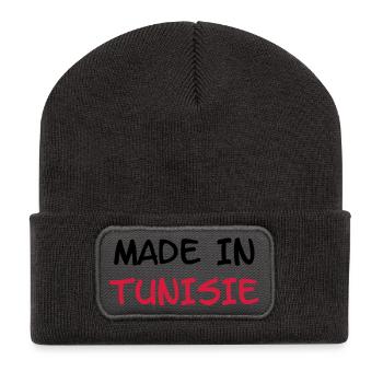 Made in Tunisie - Beanie recyclé à patch - charbon - Devant