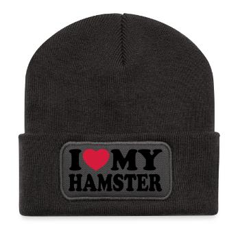 I love my hamster - Recycled Patch Beanie - dark grey - Front