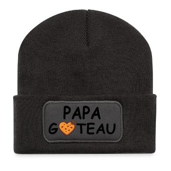 Papa Kuchen - Papa Geschenk Küche - Recycelte Patch Beanie - Dunkelgrau - Vorne