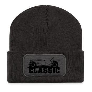 classic cobra car retro vintage oldschool Logo - Recycelte Patch Beanie - Dunkelgrau - Vorne