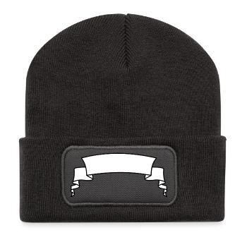 Bannière de texte blanche - Beanie recyclé à patch - charbon - Devant