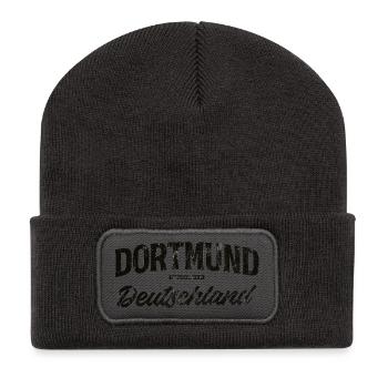 Dortmund Deutschland Vintage Schriftzug - Recycelte Patch Beanie - Dunkelgrau - Vorne