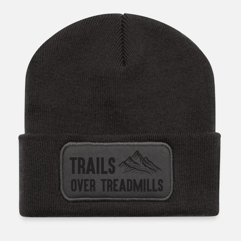 Trailrunning - Trails über Laufbänder - Recycelte Patch Beanie - Dunkelgrau