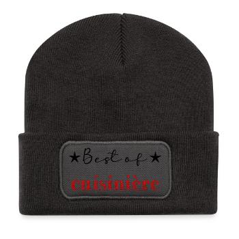 CUISINIERE. MAMAN. FÊTE DES MÈRES. BONNE FÊTE - Beanie recyclé à patch - charbon - Devant