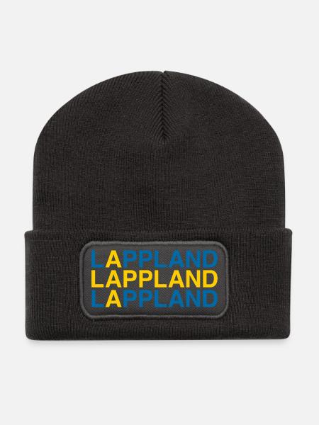 LAPPLAND Sverige Sweden Schweden Flagge - Recycelte Patch Beanie - Dunkelgrau