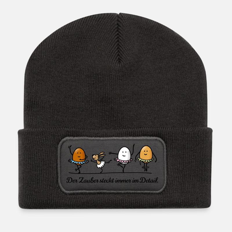 Ostern - Recycelte Patch Beanie - Dunkelgrau