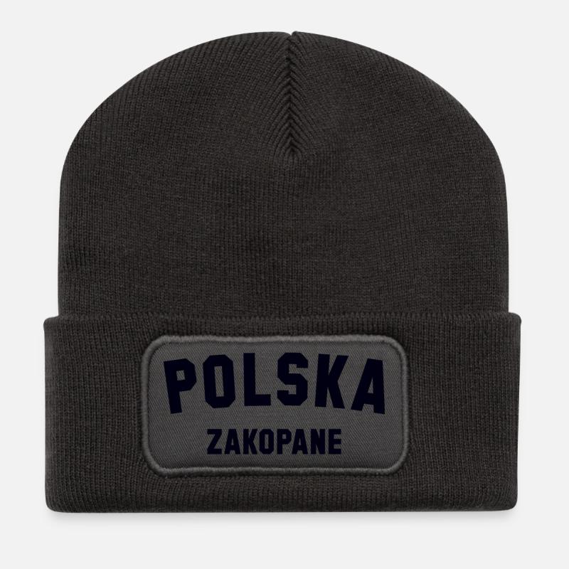 ZAKOPANE Polska Polen - Recycelte Patch Beanie - Dunkelgrau