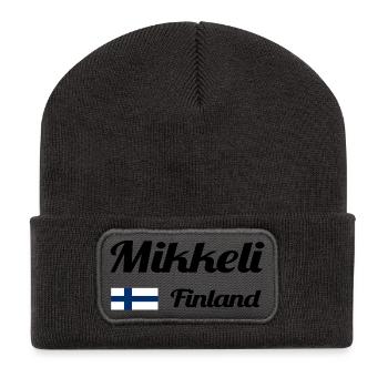 Mikkeli Finnland - Stylische Drucke - Recycelte Patch Beanie - Dunkelgrau - Vorne