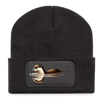 Eurasian river otter - Recycled Patch Beanie - dark grey - Front
