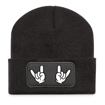 Des mains de pierre - Beanie recyclé à patch - charbon - Devant