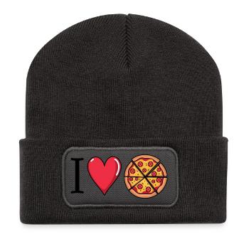 I Love Pizza - Recycled Patch Beanie - dark grey - Front