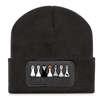 Nur eine gruselige Gans Halloween-Stimmung - Recycelte Patch Beanie - Dunkelgrau - Vorne