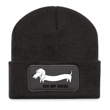Dessin animé Long Teckel - Beanie recyclé à patch - charbon - Devant