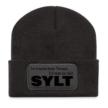 Therapie SYLT - Recycelte Patch Beanie - Dunkelgrau - Vorne