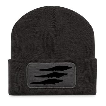 Alligator Silhouetten - Recycelte Patch Beanie - Dunkelgrau - Vorne