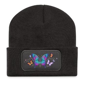 Colorful butterfly wing - Recycled Patch Beanie - dark grey - Front
