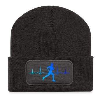 Geschenkidee für einen Running mit Running - Recycelte Patch Beanie - Dunkelgrau - Vorne