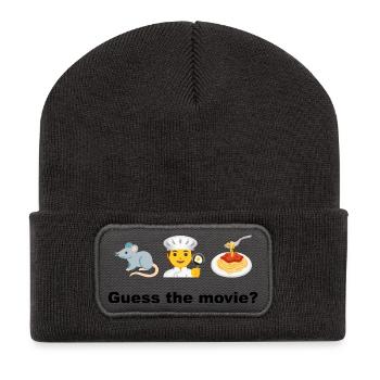 Chef Mouse mit Spaghetti - Recycelte Patch Beanie - Dunkelgrau - Vorne
