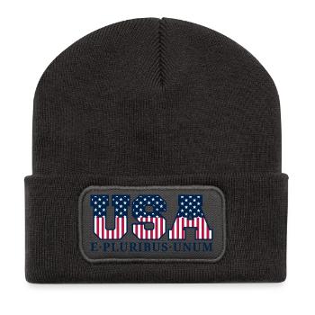 College USA Red White Blue Stars And Stripes Motto - Recycelte Patch Beanie - Dunkelgrau - Vorne