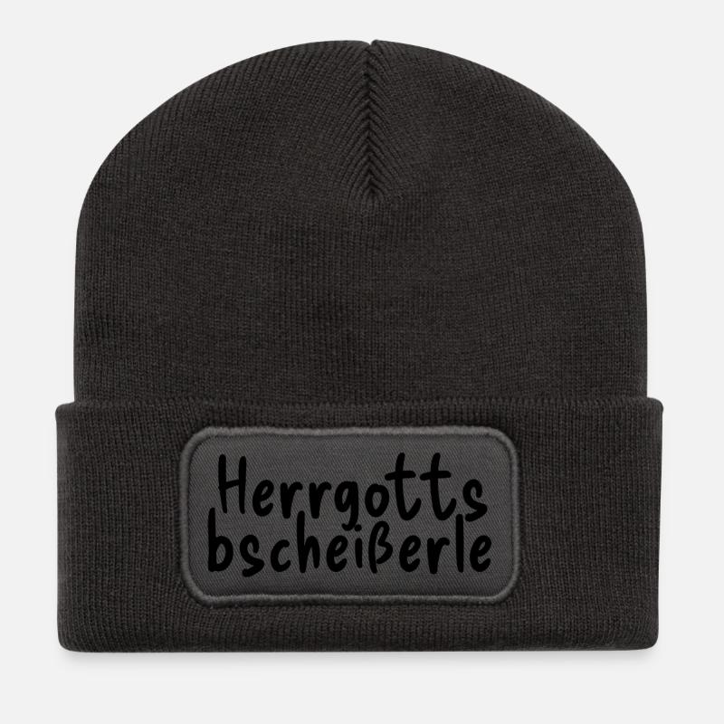 Herrgottsbscheißerle - Recycelte Patch Beanie - Dunkelgrau
