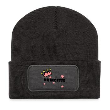 princesse,couronne,étoiles - Beanie recyclé à patch - charbon - Devant